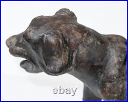 Antique Victorian Hand Tooled Leather Animal Sculpture Prized Hunting Dog Hound