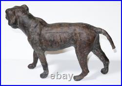 Antique Victorian Hand Tooled Leather Animal Sculpture Prized Hunting Dog Hound