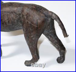 Antique Victorian Hand Tooled Leather Animal Sculpture Prized Hunting Dog Hound