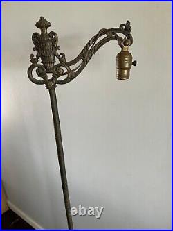 Antique Victorian Hand Wrought Iron Ship Crest Bridge Arm Ornate Floor Lamp 57