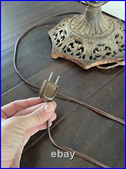 Antique Victorian Hand Wrought Iron Ship Crest Bridge Arm Ornate Floor Lamp 57