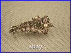 Antique Victorian Hand-engraved Silver And 8k Gold Brooch