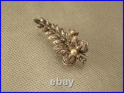 Antique Victorian Hand-engraved Silver And 8k Gold Brooch