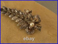 Antique Victorian Hand-engraved Silver And 8k Gold Brooch