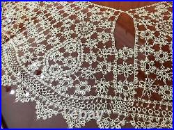 Antique Victorian Handmade Hand Made Large Collar Cape Tatting Tatted Lace