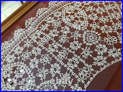 Antique Victorian Handmade Hand Made Large Collar Cape Tatting Tatted Lace