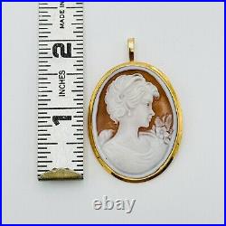 Antique Victorian Hardstone Cameo 18K Gold HAND CUT Brooch Pin Pendant 6.82 gr