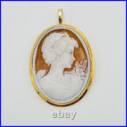 Antique Victorian Hardstone Cameo 18K Gold HAND CUT Brooch Pin Pendant 6.82 gr