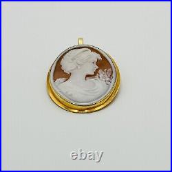 Antique Victorian Hardstone Cameo 18K Gold HAND CUT Brooch Pin Pendant 6.82 gr