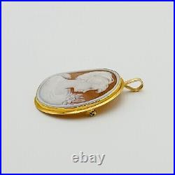 Antique Victorian Hardstone Cameo 18K Gold HAND CUT Brooch Pin Pendant 6.82 gr