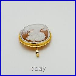 Antique Victorian Hardstone Cameo 18K Gold HAND CUT Brooch Pin Pendant 6.82 gr