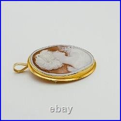 Antique Victorian Hardstone Cameo 18K Gold HAND CUT Brooch Pin Pendant 6.82 gr