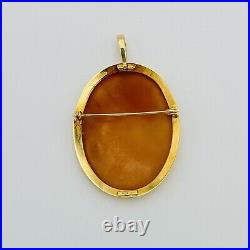 Antique Victorian Hardstone Cameo 18K Gold HAND CUT Brooch Pin Pendant 6.82 gr