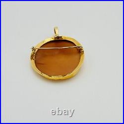 Antique Victorian Hardstone Cameo 18K Gold HAND CUT Brooch Pin Pendant 6.82 gr