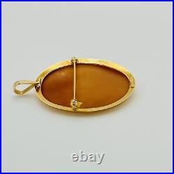 Antique Victorian Hardstone Cameo 18K Gold HAND CUT Brooch Pin Pendant 6.82 gr