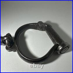 Antique Victorian Hiatt Hand Cuffs Warranted Wrought Key No89 British 1880's