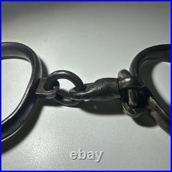 Antique Victorian Hiatt Hand Cuffs Warranted Wrought Key No89 British 1880's