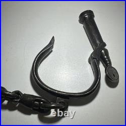 Antique Victorian Hiatt Hand Cuffs Warranted Wrought Key No89 British 1880's