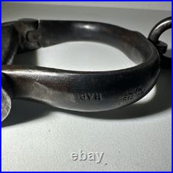Antique Victorian Hiatt Hand Cuffs Warranted Wrought Key No89 British 1880's