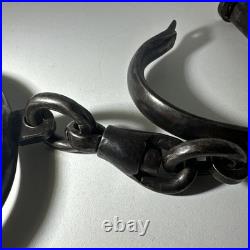 Antique Victorian Hiatt Hand Cuffs Warranted Wrought Key No89 British 1880's