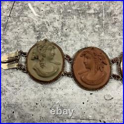 Antique Victorian High Relief Hand Carved Lava Cameo Bracelet