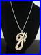 Antique Victorian Huge Initial F Silver Hand Made Unique Pendant Necklace