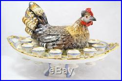 Antique Victorian Hungarian Porcelain Hen Egg Serving Dish. Hand-Painted, Gilded