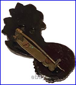 Antique Victorian Jet Hand And Rose Figure Portrait Mourning Brooch Pin