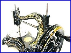 Antique Victorian Jones Cat Back Serpentine Hand Sewing Machine