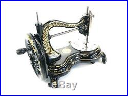 Antique Victorian Jones Cat Back Serpentine Hand Sewing Machine