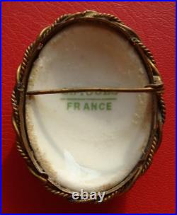 Antique Victorian LIMOGES FRANCE Porcelain Hand Painted NAPOLEON 2nd Brooch