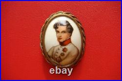 Antique Victorian LIMOGES FRANCE Porcelain Hand Painted NAPOLEON 2nd Brooch