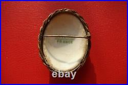 Antique Victorian LIMOGES FRANCE Porcelain Hand Painted NAPOLEON 2nd Brooch