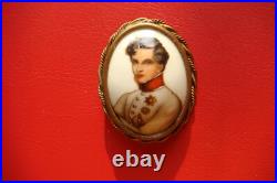 Antique Victorian LIMOGES FRANCE Porcelain Hand Painted NAPOLEON 2nd Brooch