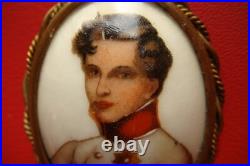 Antique Victorian LIMOGES FRANCE Porcelain Hand Painted NAPOLEON 2nd Brooch