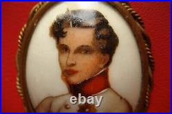 Antique Victorian LIMOGES FRANCE Porcelain Hand Painted NAPOLEON 2nd Brooch