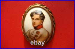 Antique Victorian LIMOGES FRANCE Porcelain Hand Painted NAPOLEON 2nd Brooch
