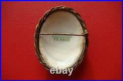 Antique Victorian LIMOGES FRANCE Porcelain Hand Painted NAPOLEON 2nd Brooch