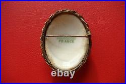 Antique Victorian LIMOGES FRANCE Porcelain Hand Painted NAPOLEON 2nd Brooch