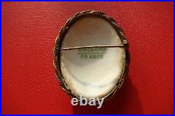 Antique Victorian LIMOGES FRANCE Porcelain Hand Painted NAPOLEON 2nd Brooch