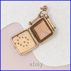 Antique Victorian LYRE Paste Hand Etched Yellow Gold Filled Charm Pendant Locket