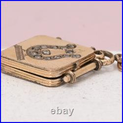 Antique Victorian LYRE Paste Hand Etched Yellow Gold Filled Charm Pendant Locket