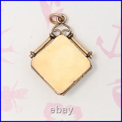 Antique Victorian LYRE Paste Hand Etched Yellow Gold Filled Charm Pendant Locket