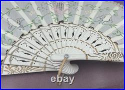 Antique Victorian Lace Hand Fan Shadow Box Framed HandPainted Embroidered VTG