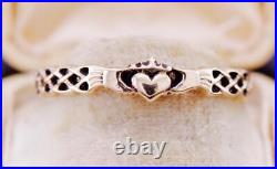Antique Victorian Ladies Ring Hands and Heart FEDE GIMMEL 15k Gold Boxed