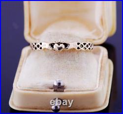 Antique Victorian Ladies Ring Hands and Heart FEDE GIMMEL 15k Gold Boxed