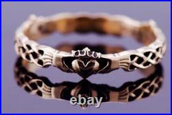 Antique Victorian Ladies Ring Hands and Heart FEDE GIMMEL 15k Gold Boxed