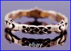 Antique Victorian Ladies Ring Hands and Heart FEDE GIMMEL 15k Gold Boxed