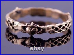 Antique Victorian Ladies Ring Hands and Heart FEDE GIMMEL 15k Gold Boxed