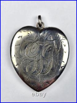 Antique Victorian Large Heart shaped Sterling Silver Locket by Foster & Bailey